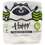 Туалетная бумага Хэппи 4 рулона 2 слоя Арома Бамбук