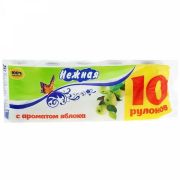 Туалетная бумага Нежная 10 рулонов 2 слоя Яблоко
