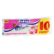 Туалетная бумага Нежная 10 рулонов 2 слоя Орхидея