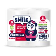 Туалетная бумага «PANDA SMILE » 4 рулона, 3 слоя с ароматом Клубника